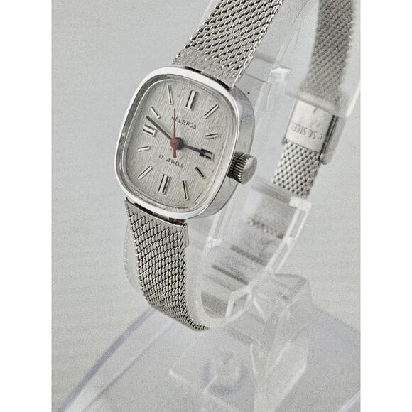 Ladies Helbros Vintage 17 Jewels Manual Wind Mesh Battery Runs Well Nice main image 12